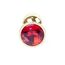 Plug Jewellery Gold Red, otel inoxidabil placat auriu cu cristal rosu fatetat