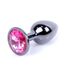Plug Jewellery Dark Silver, cristal roz, vedere de aproape cu suprafata metalica lustruita si cristalul fatetat