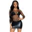 Tricou plasa maneci lungi Leg Avenue negru 88% nylon spandex lingerie one size