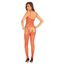 Bodystocking plasa rosu cu decupaje Rene Rofe, S-L - vedere din spate