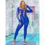 Bodystocking Leg Avenue Opaque Cut-Out Footless Albastru- vedere frontala