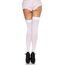 Ciorapi opaci pana la coapsa cu volane din satin si funda, Leg Avenue, albi, S-L
