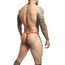 Chilot Barbatesc MOB Eroticwear Elephant Thong Rosu - vedere din spate, bretea subtire pe model