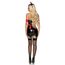 Costum Rochie Asistenta Medicala Vinil, Leg Avenue, Negru-Rosu
