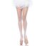 Dresuri plasa albe Leg Avenue 9001 imagine lifestyle, fishnet pantyhose albe purtate de model, plasa romboidala alba transparenta pe picior