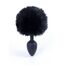 Plug Silicon cu Coada Bunny Tail negru, vedere frontala cu coada pufoasa completa