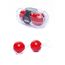 Bile Vaginale Duo Balls Rosii, detaliu al texturii cu orificii decorative pe fiecare sfera
