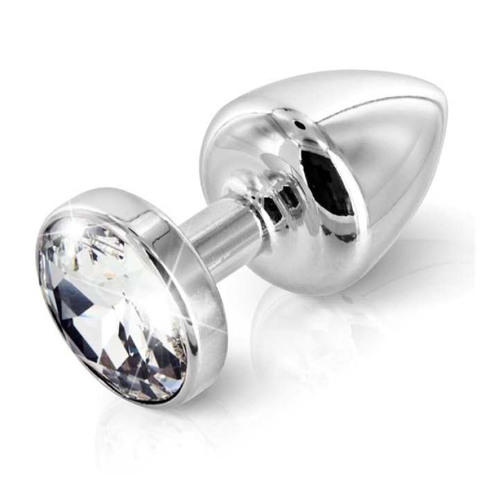 DIOGOL - Anni Butt Plug Swarovski Round Silver - vedere frontala