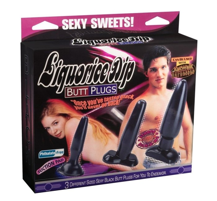 Set Butt Plug Sexi Sweets »Liquorice Dip« Negru