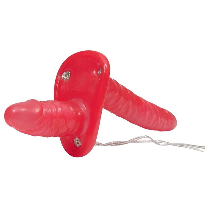 Strapon Vibrator Dublu Bad Kitty »Naughty Toys« 18 cm - Rosu