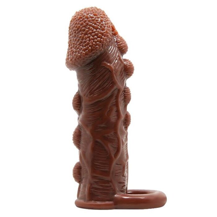 Prelungitor penis cu bile silicon Brave Men Penis Sleeve Flesh, 14 cm - pim plan