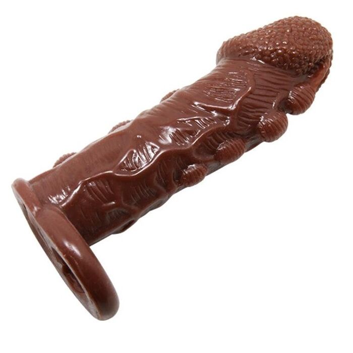 Prelungitor penis cu bile silicon Brave Men Penis Sleeve Flesh, 14 cm - stimuleaza