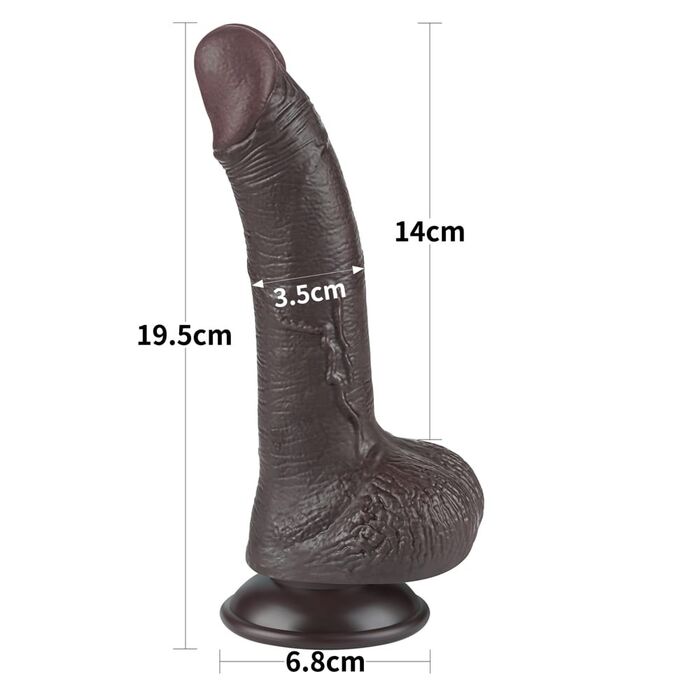 Dildo Dubla Densitate cu strat dublu glisant de 19.5cm, Negru