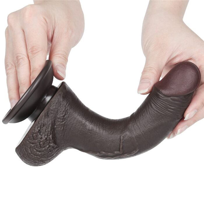 Dildo Dubla Densitate cu strat dublu glisant de 19.5cm, Negru