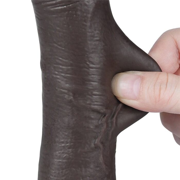 Dildo Dubla Densitate cu strat dublu glisant de 19.5cm, Negru