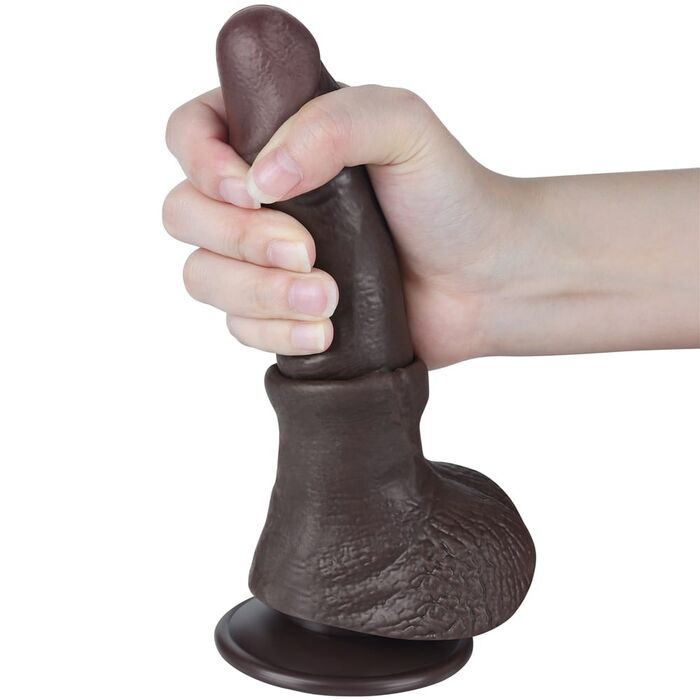 Dildo Dubla Densitate cu strat dublu glisant de 19.5cm, Negru