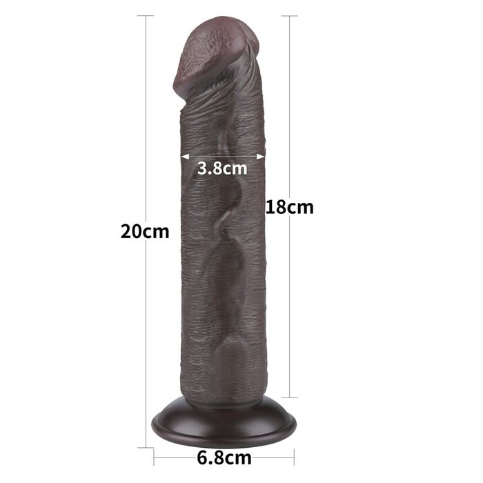 Dildo Dubla Densitate cu ventuza si strat dublu glisant de 20cm, Negru