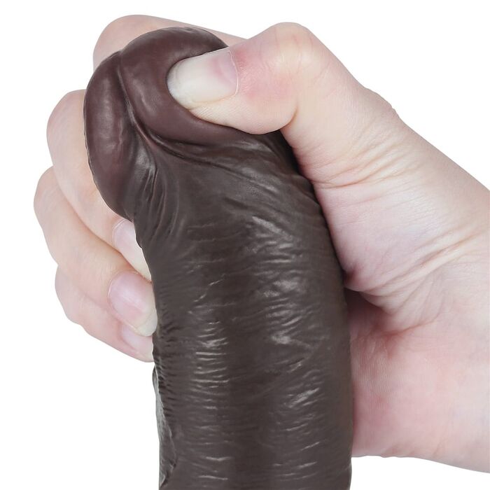 Dildo Dubla Densitate cu ventuza si strat dublu glisant de 20cm, Negru