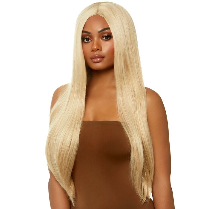Peruca blonda dreapta cu despartire centrala, Leg Avenue, 84 cm