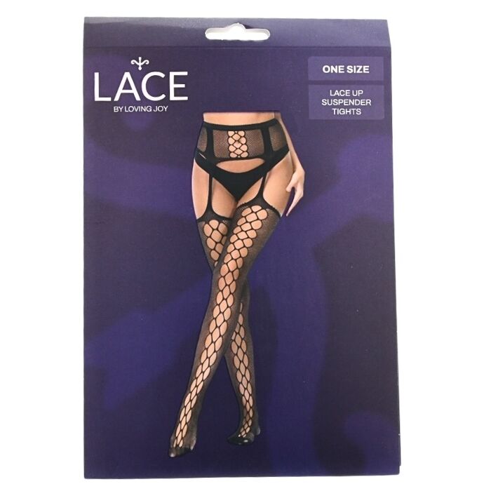 Dres model portjartier cu bretele si sireturi Lace by LJ, negru-cutie