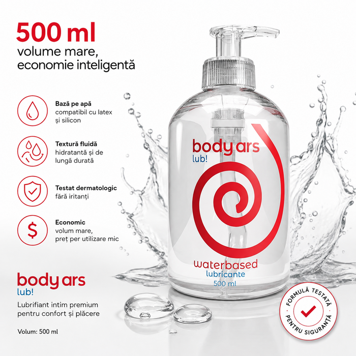 Lubrifiant Intim Body Ars 500 ml-compatibil cu prezervativele
