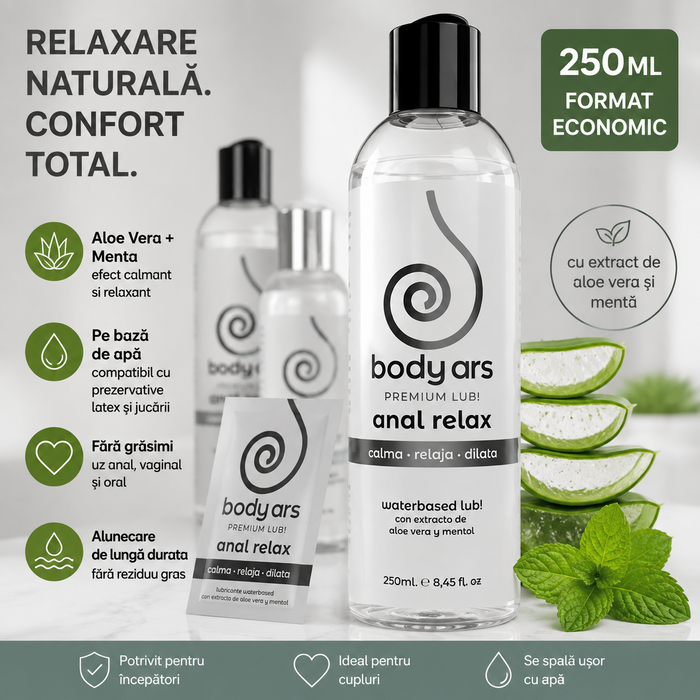 Lubrifiant anal Body Ars, pe baza de apa, 250ml- cu menta