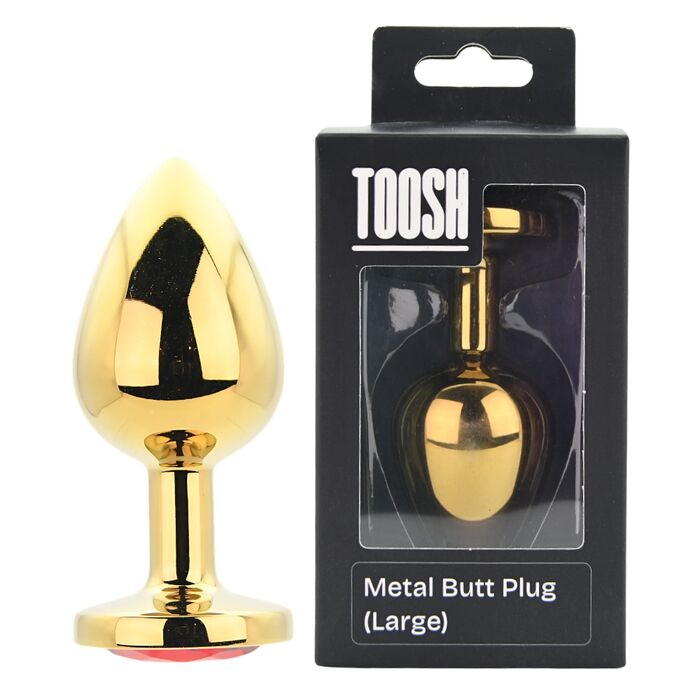 Dop Anal Metal Toosh Auriu Piatra Rosie