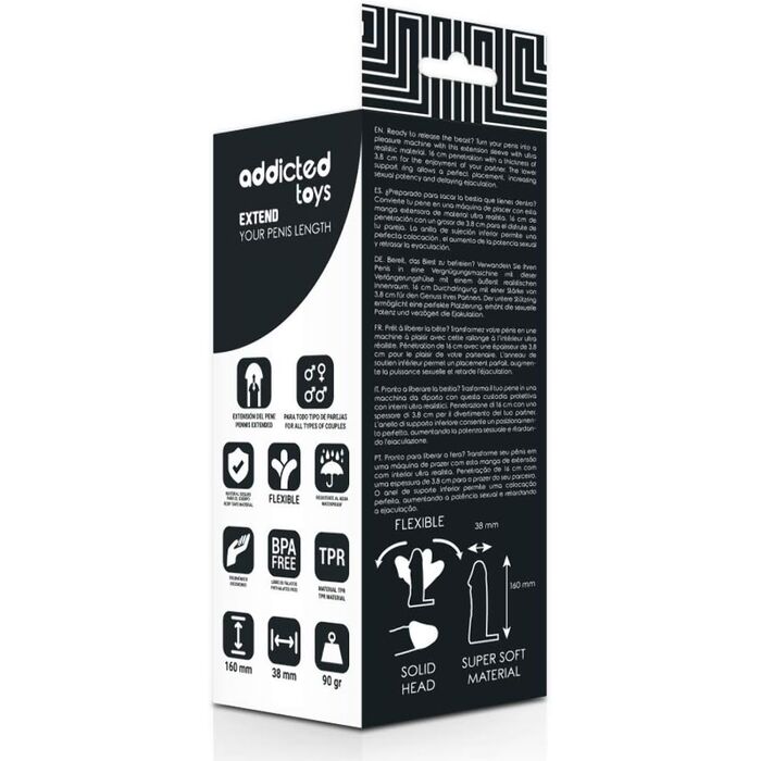 Manson Extensibil Penis Addicted Toys Extend 16cm, Natural - detaliu cutie
