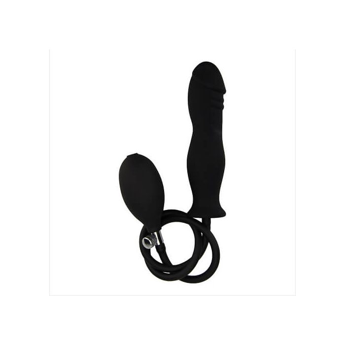 Dildo Gonflabil Loving Joy 6 Inch Negru - vedere completa cu pompa manuala