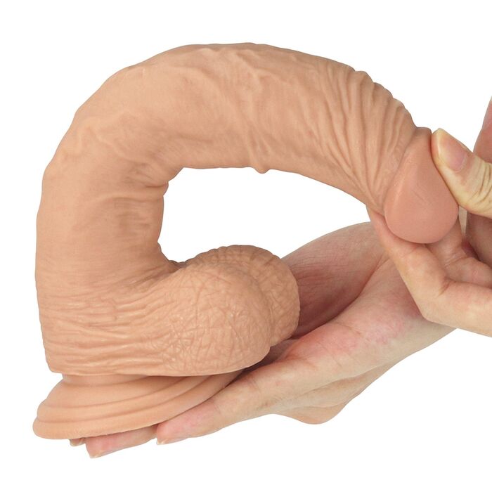 Dildo Realist Lovetoy Real Extreme Natural 23.5cm - detaliu flexibilitate material