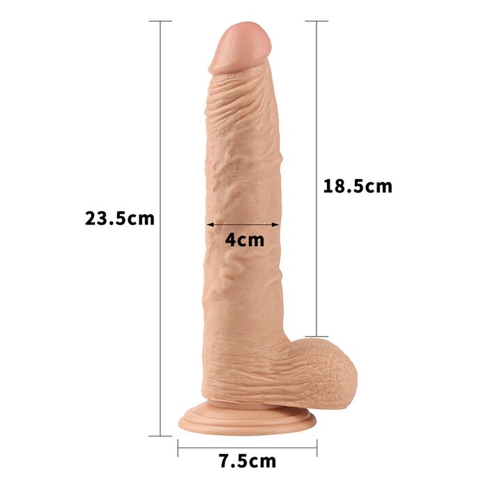 Dildo Realist Lovetoy Real Extreme Natural 23.5cm - dimensiuni exacte lungime diametru baza