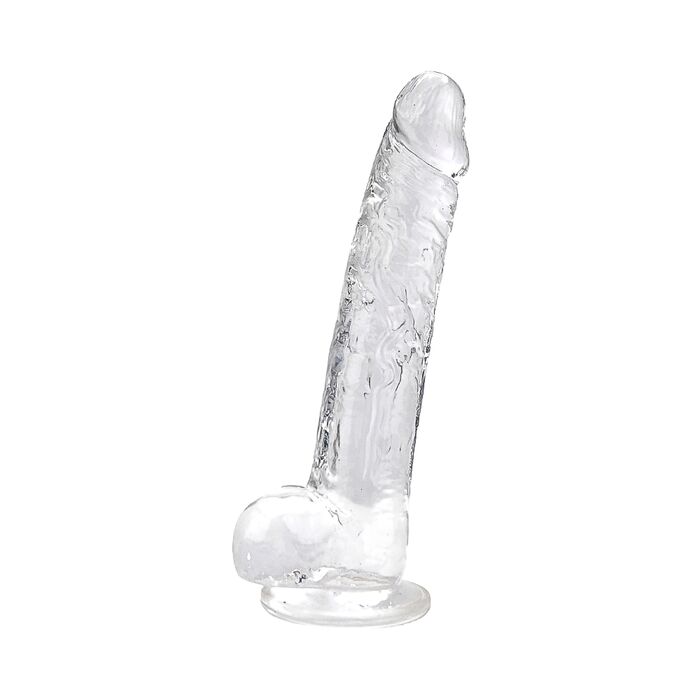 Dildo Realist Loving Joy 9 Inch Transparent - vedere completa cu baza ventuza