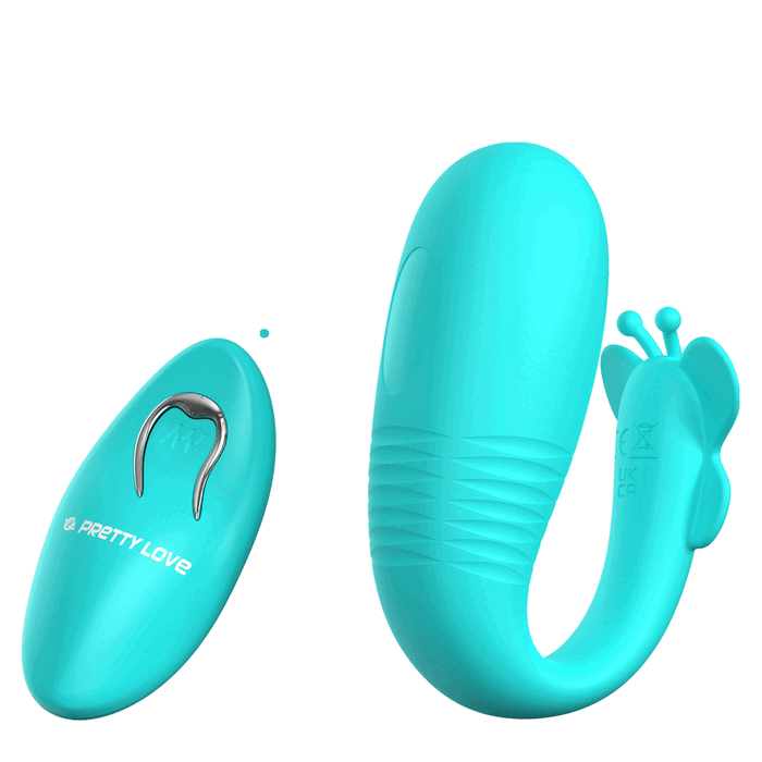 Vibrator hands-free Pretty Love Remi Thrusting - Aqua - Turcoaz - cu telecomanda