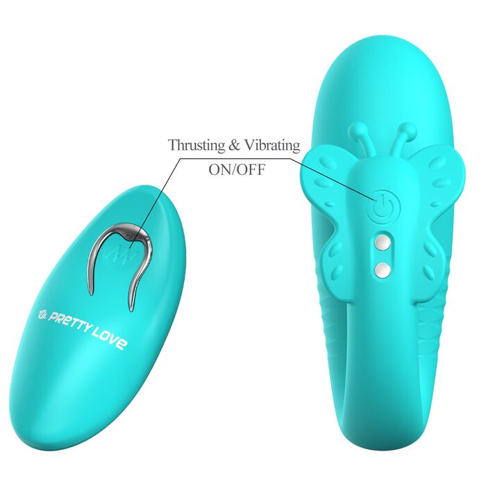 Vibrator hands-free Pretty Love Remi Thrusting - Aqua - Turcoaz -telecomanda wireless