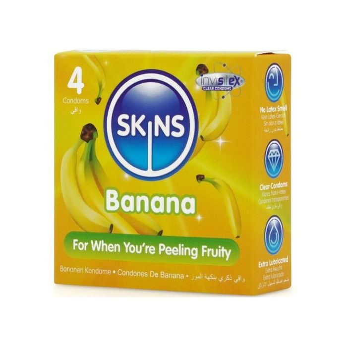 Prezervative SKINS Banana Premium Condoms, 4 buc.