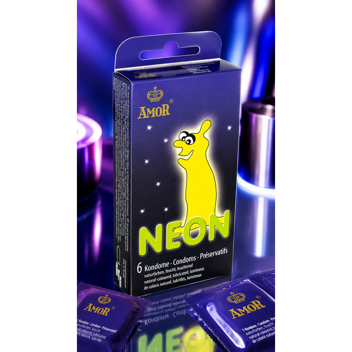 Prezervative Fosforescente Amor "Neon" 6 Bucati