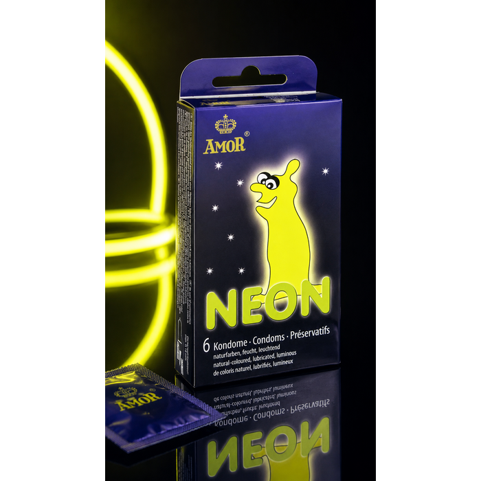 Prezervative Fosforescente Amor "Neon" 6 Bucati