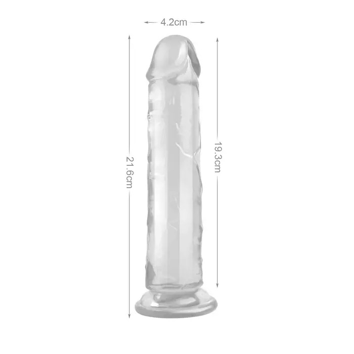 Dildo Realistic Crystal Jellies 21,6 cm, Transparent - ventuza puternica