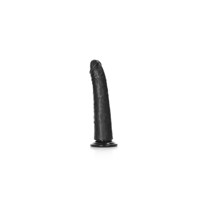 Dildo Slim Realistic REALROCK Negru cu Ventuza 18 cm