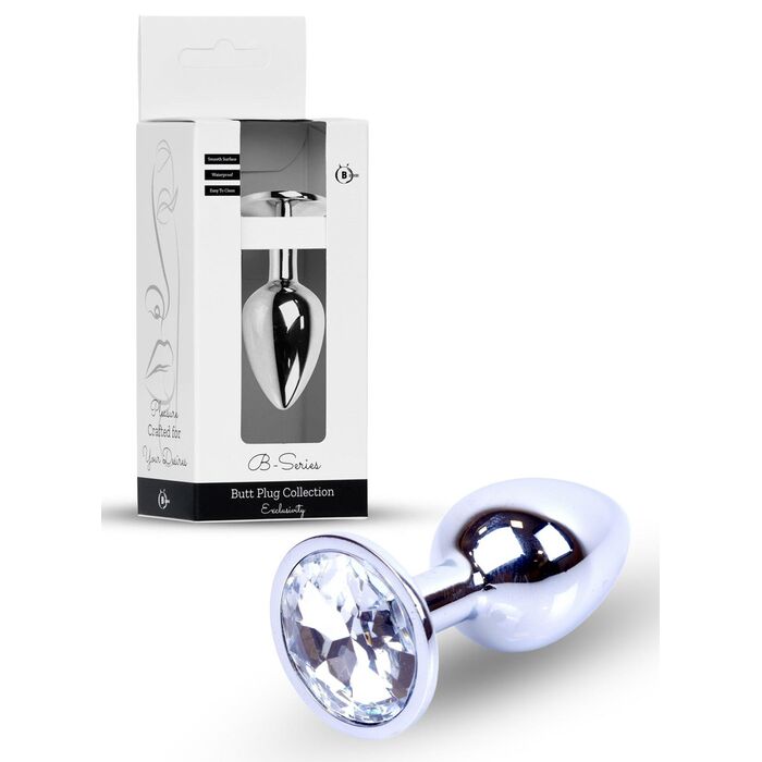 Plug Jewellery Silver, cristal transparent - cutie B-Series alaturi de plugul anal bijuterie