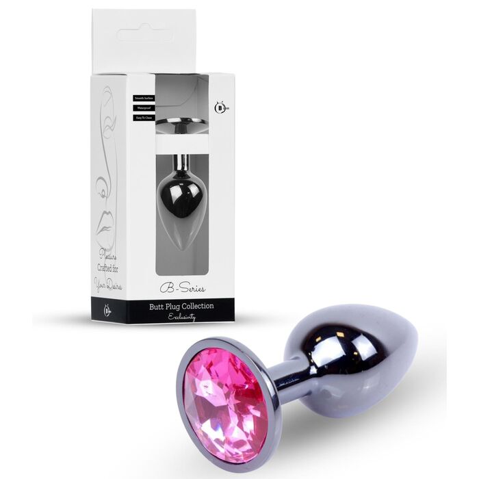 Plug Jewellery Dark Silver, cristal roz - cutie B-Series alaturi de plugul anal bijuterie