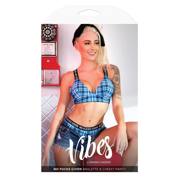 Set Lenjerie Fantasy Lingerie No Fucks Given Albastru - cutie produs Vibes