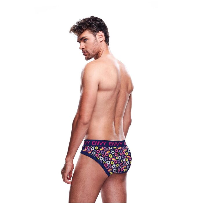 Chiloti Barbati Envy Menswear Unicorn si Donuts Bleumarin - vedere spate, banda elastica Envy
