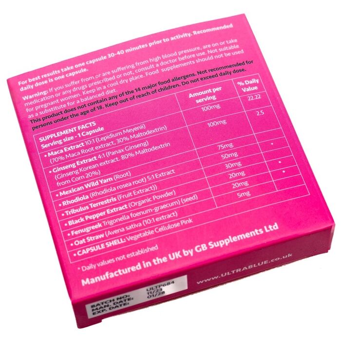 Ultra Pink pentru sustinerea libidoului femeii  -cutie verso ingrediente