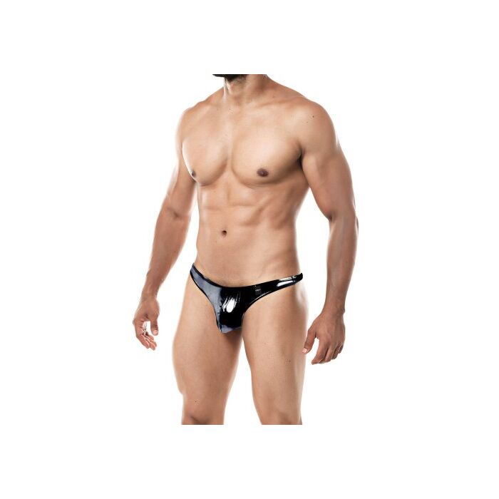 Tanga Barbateasca CUT4MEN Provocative Skai, Negru, detaliu material