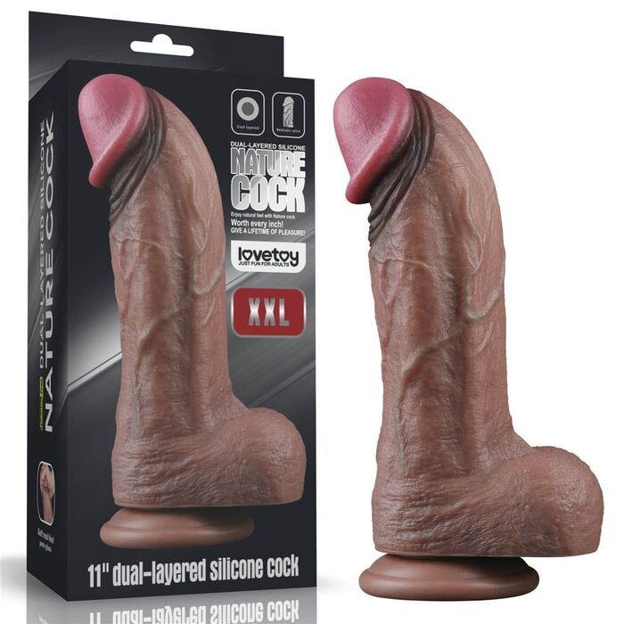 Dildo realist Lovetoy Nature Cock maro langa cutia originala de vanzare