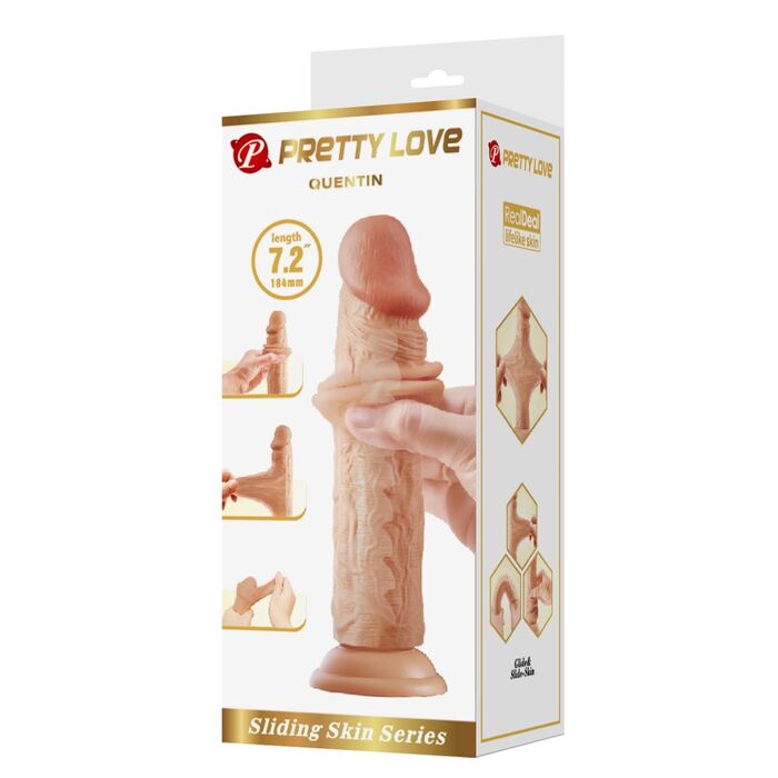 Dildo realist Pretty Love Quentin natural langa cutia originala, seria Sliding Skin