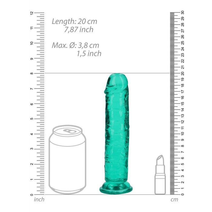 Dildo Realistice REALROCK Straight Suction Cup - Verde Transparent, 18cm