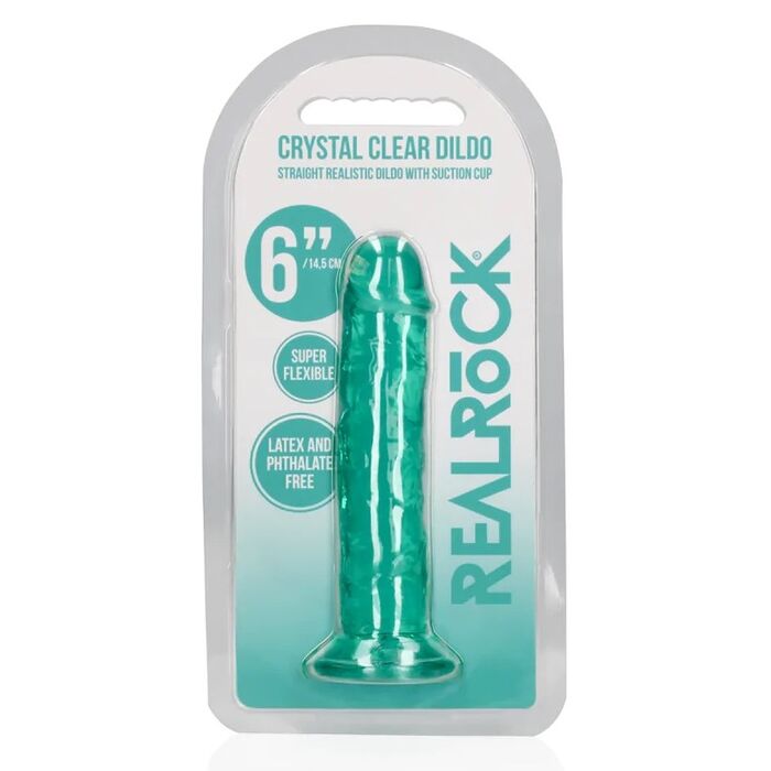 Dildo Realistic REALROCK Suction Cup 6'' Verde Transparent