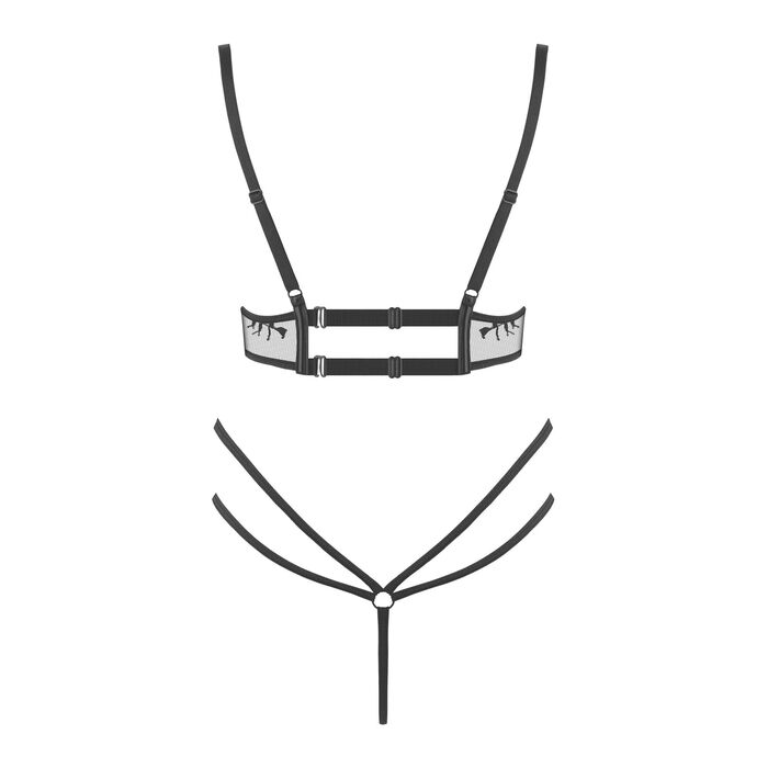 Corset Leonela Beauty Night wetlook negru, vedere laterala